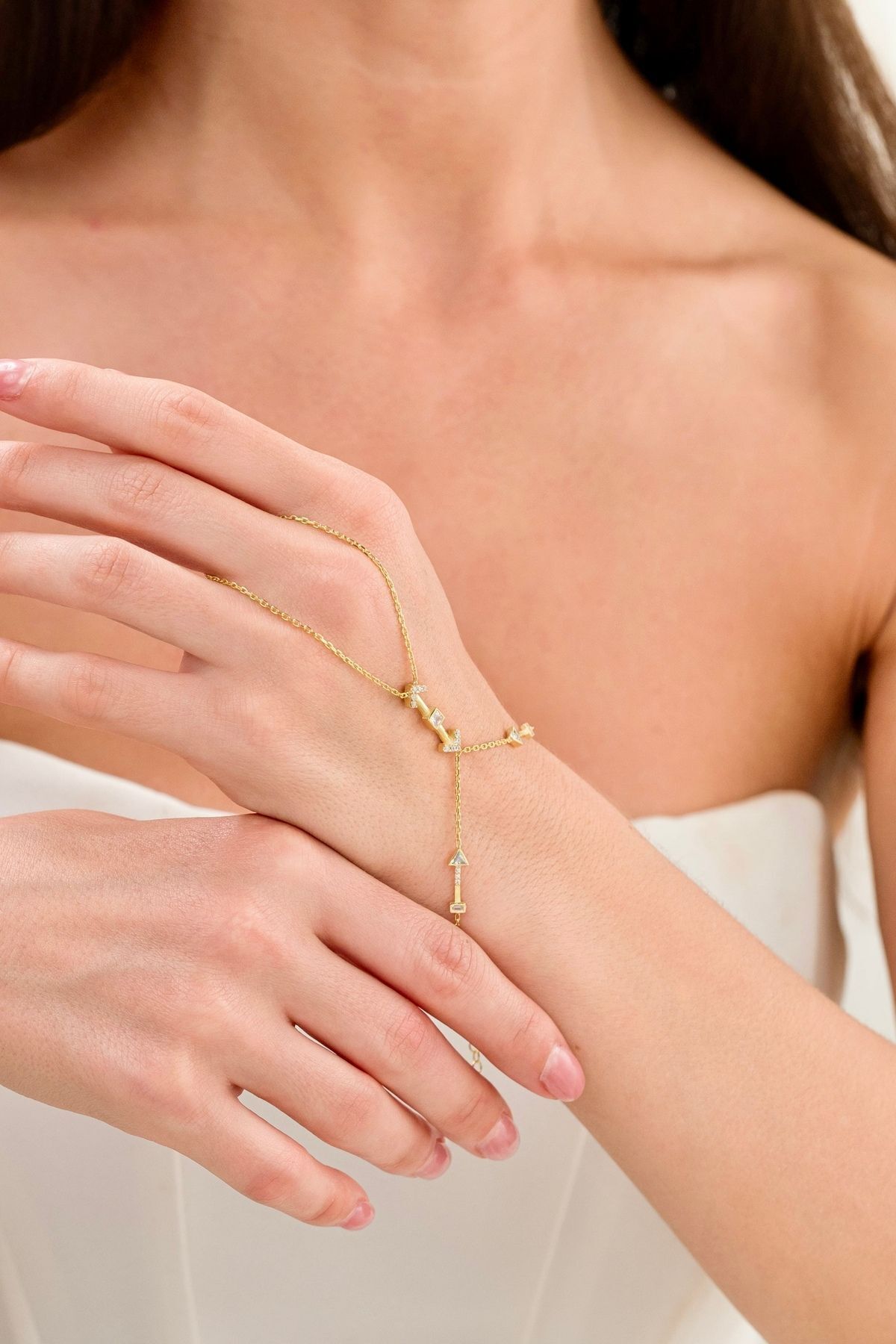 14 K Gold Kaplama 925 Ayar Gümüş Tasarım Taşlı Şahmeran