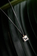 925 Sterling Silver Oxidized Petroglyph Gourmet Chain Square Necklace