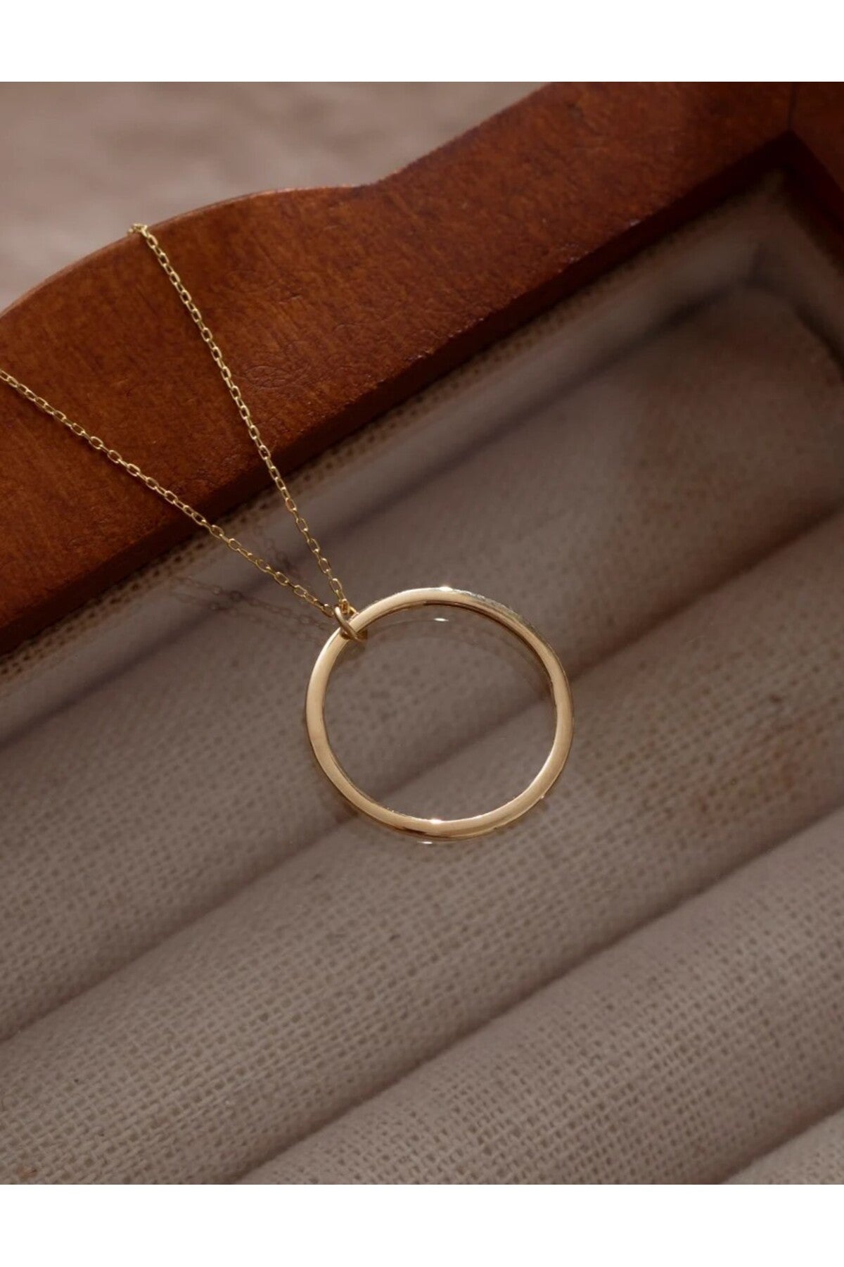 14 K Gold Kaplama 925 Ayar GümüşEl İşi Halka Kolye