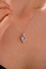 14 K White Gold Kaplama 925 Ayar Pembe Kuvars Seni Seviyorum Kalp Kolye