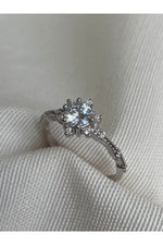 14 K White Gold Kaplama 925 Ayar Gümüş Pırlanta Montür Lotus Yüzük