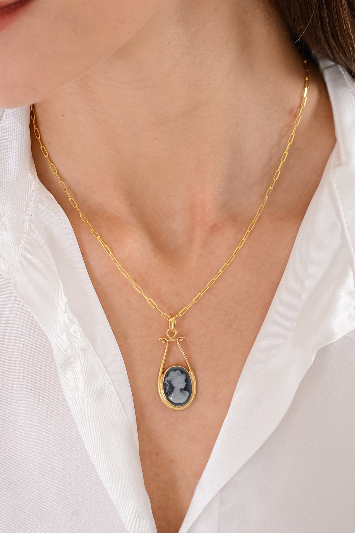 14 K Gold Kaplama 925 Ayar Gümüş Deniz Kızı İtaliano Antik Kolye