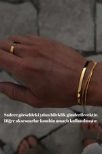 14 K Gold Kaplama 925 Ayar Gümüş Old Money Yılan Bileklik
