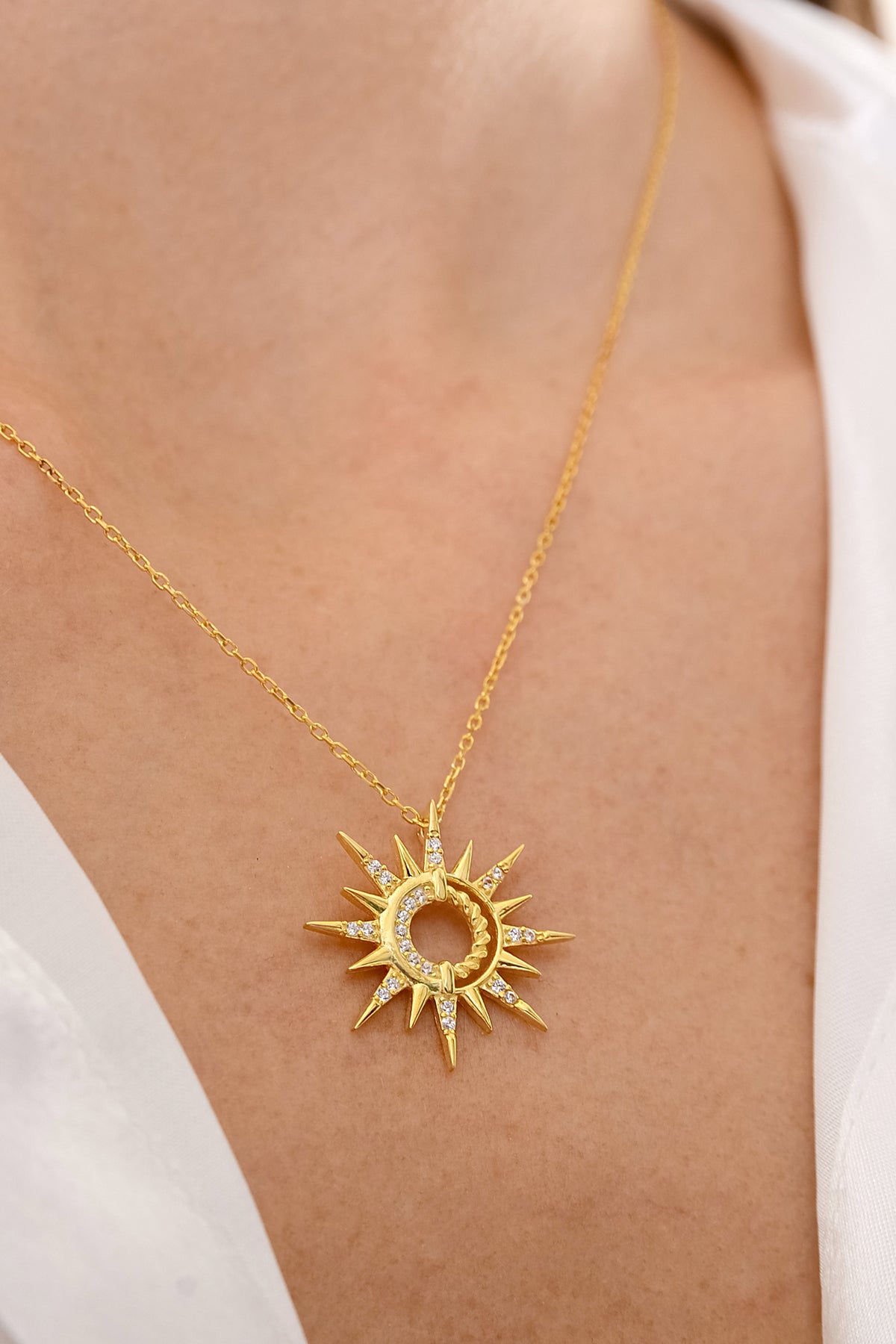 14 K Gold Kaplama 925 Ayar Gümüş Sunshine Kolye