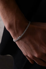 14 K White Gold Kaplama 925 Ayar Gümüş Tenis Su Yolu Bileklik