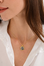 14 K Gold Kaplama 925 Ayar Gümüş Antik Lotus Kolye