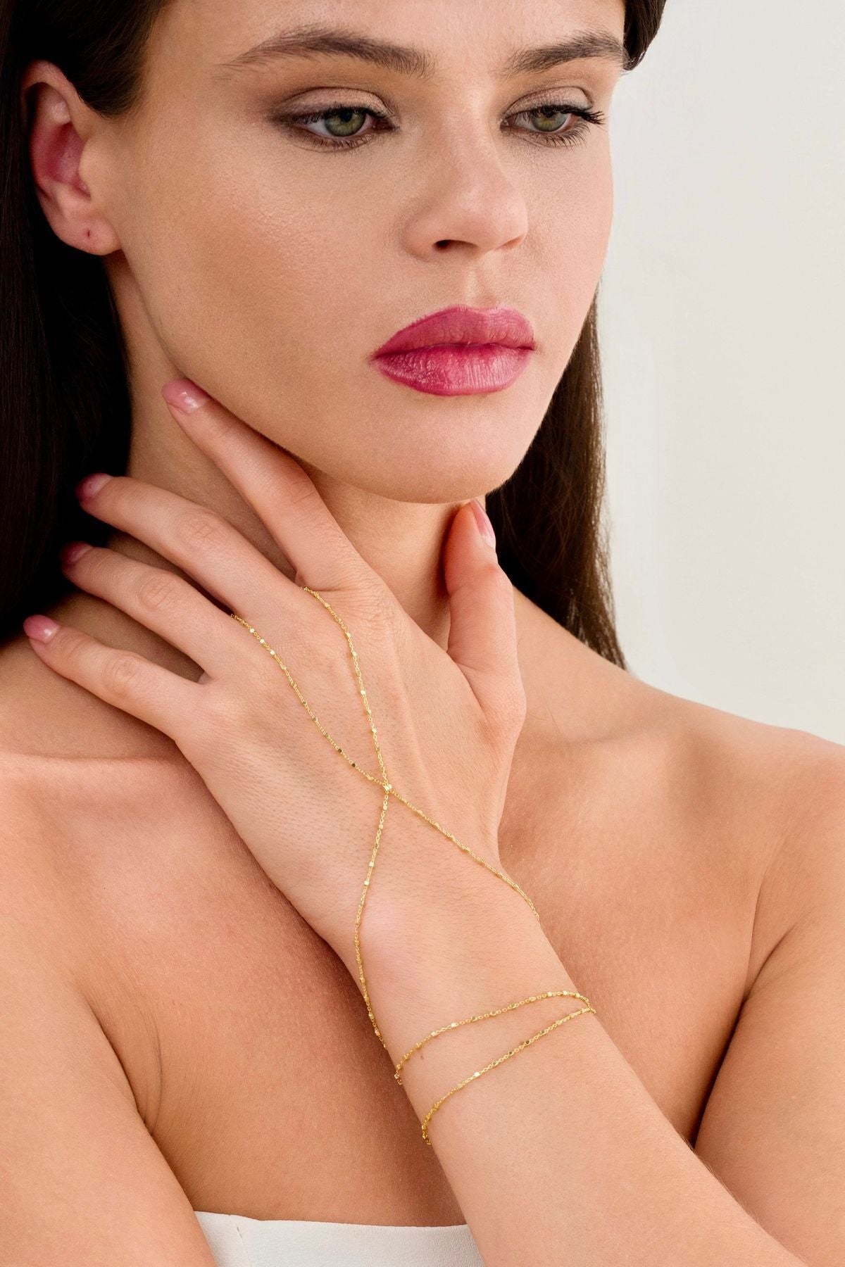14 K Gold Kaplama 925 Ayar Gümüş Küp Zincir Şahmeran