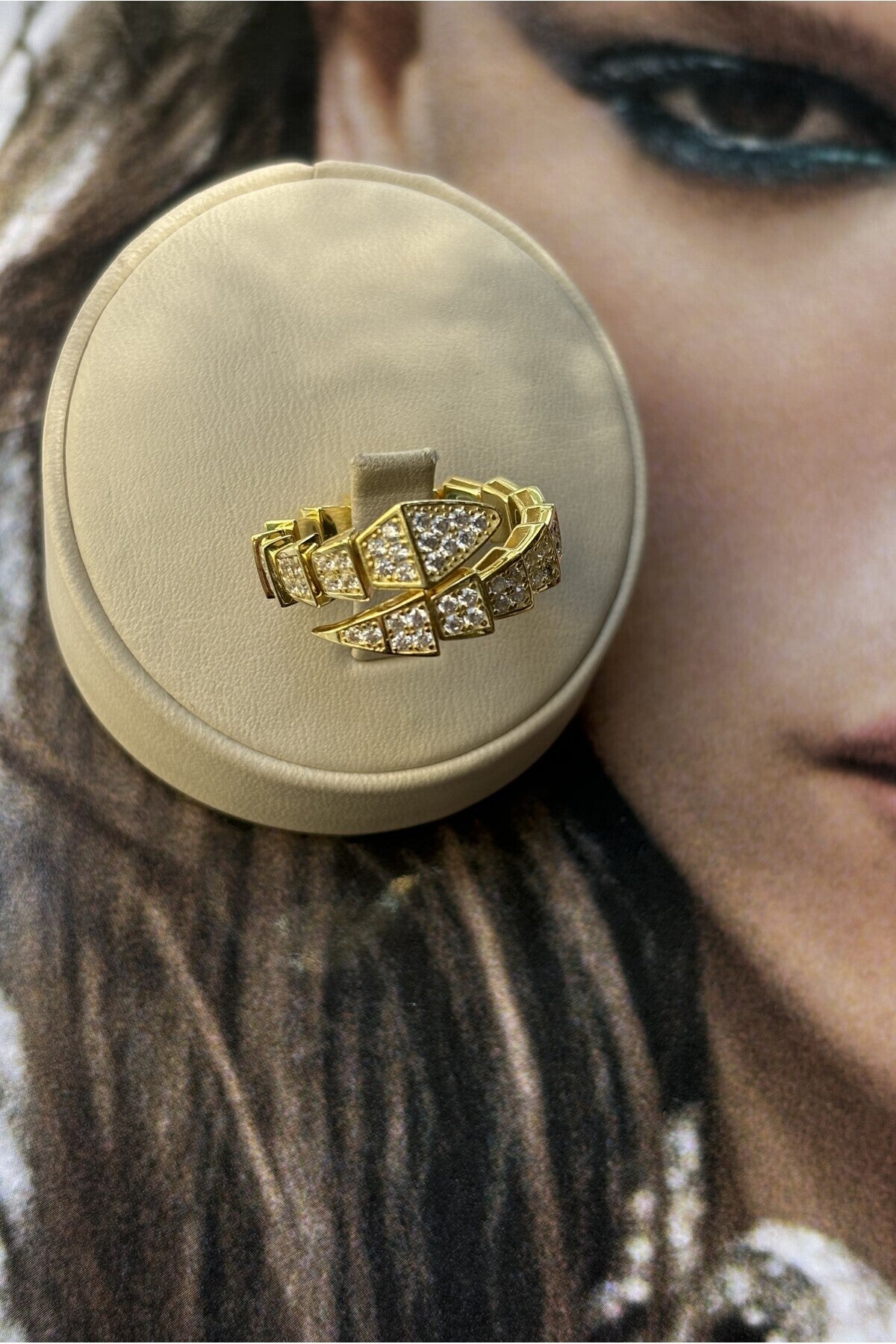 14 K Gold Kaplama 925 Ayar Gümüş Ayarlanabilir Yılan Yüzük