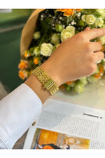 14 K Gold Kaplama 925 Ayar Gümüş El Yapımı Arpa Kelepçe