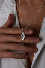 925 Sterling Silver Matte Oxidized Petroglyph Oval Dodge Necklace