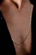 14K White Gold Plated 925 Sterling Silver Old Money Bar Figaro Chain