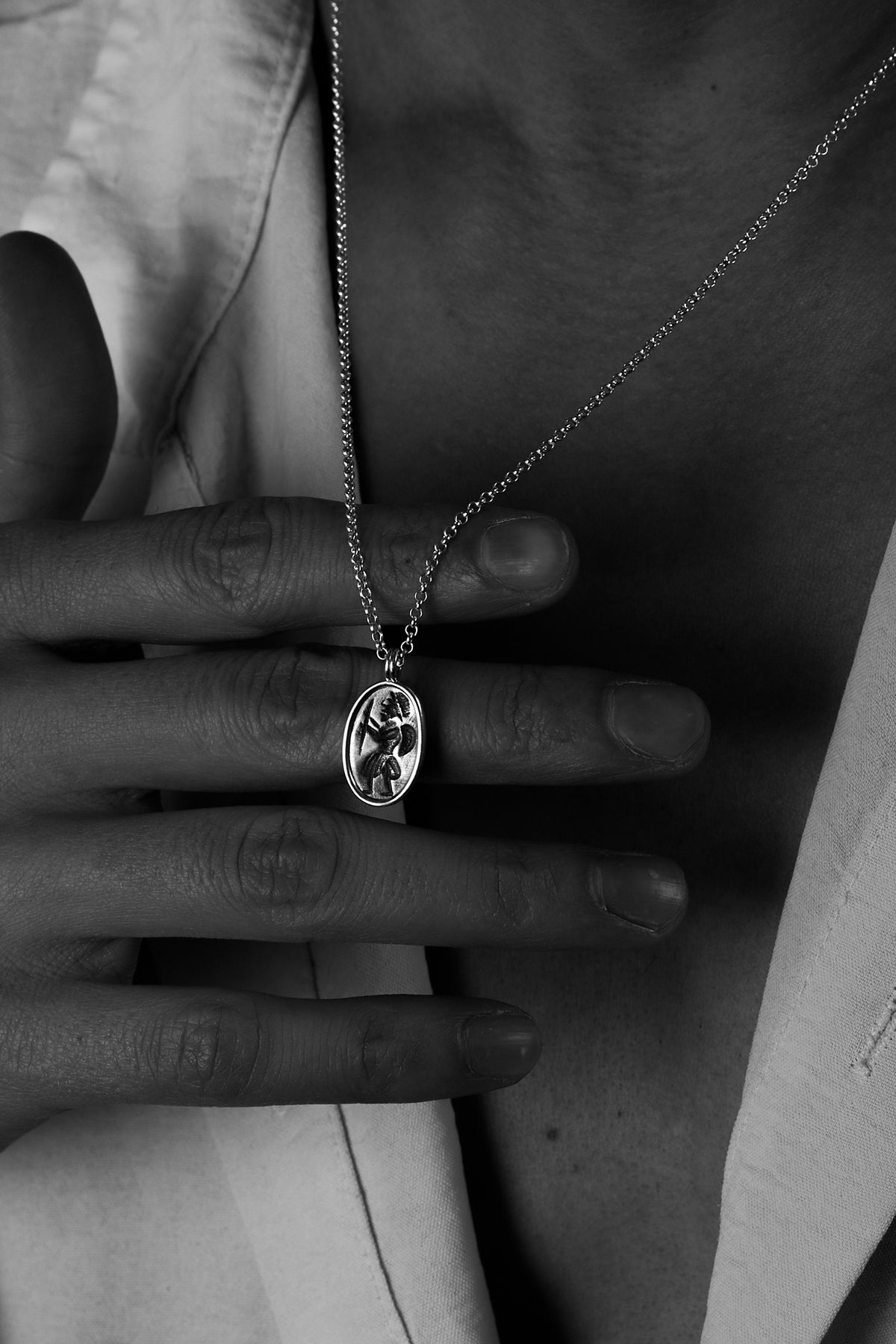 925 Sterling Silver Antique Warrior Dodge Necklace