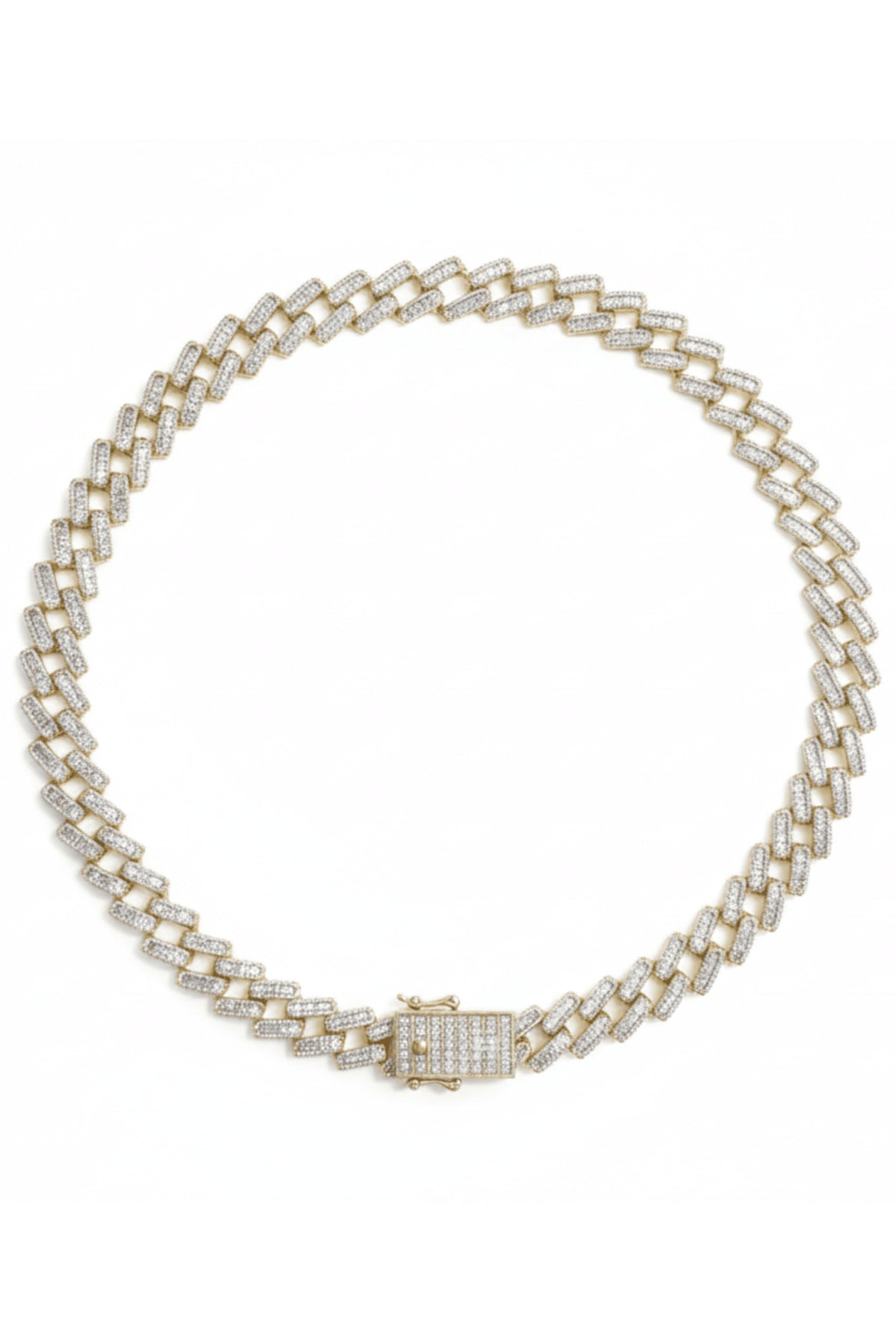 14 K Gold Kaplama 925 Ayar Gümüş Miami Cuban Choker Kolye