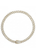 14 K Gold Kaplama 925 Ayar Gümüş Miami Cuban Choker Kolye