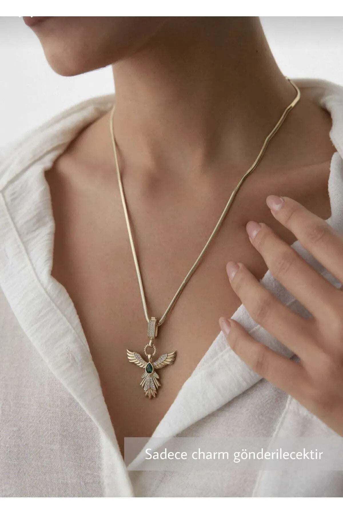 14K Gold Plated 925 Sterling Silver Phoenix Pendant