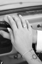 14 K White Gold Kaplama 925 Ayar Gümüş Pırlanta Montür Lotus Yüzük