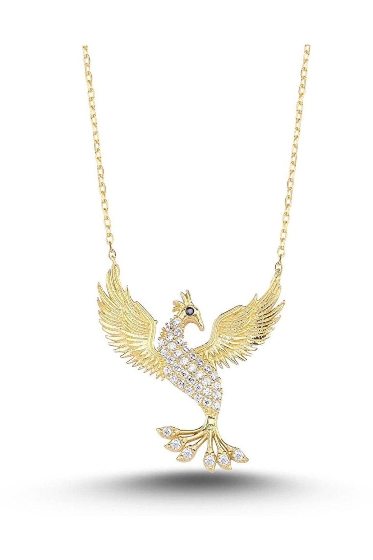 14K Gold Plated 925 Sterling Silver Phoenix Necklace