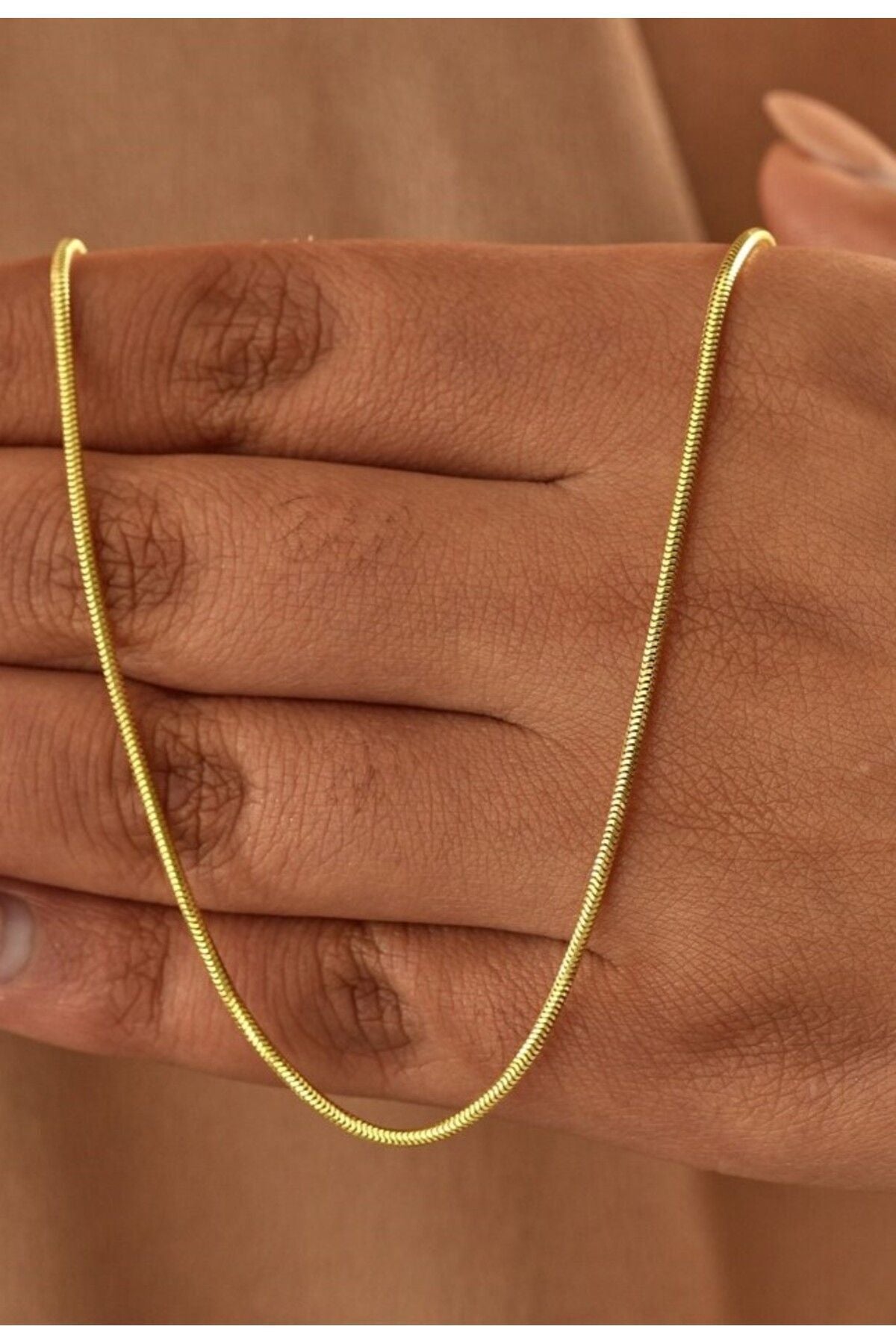 14 K Gold Kaplama 925 Ayar Gümüş Yılan Zincir