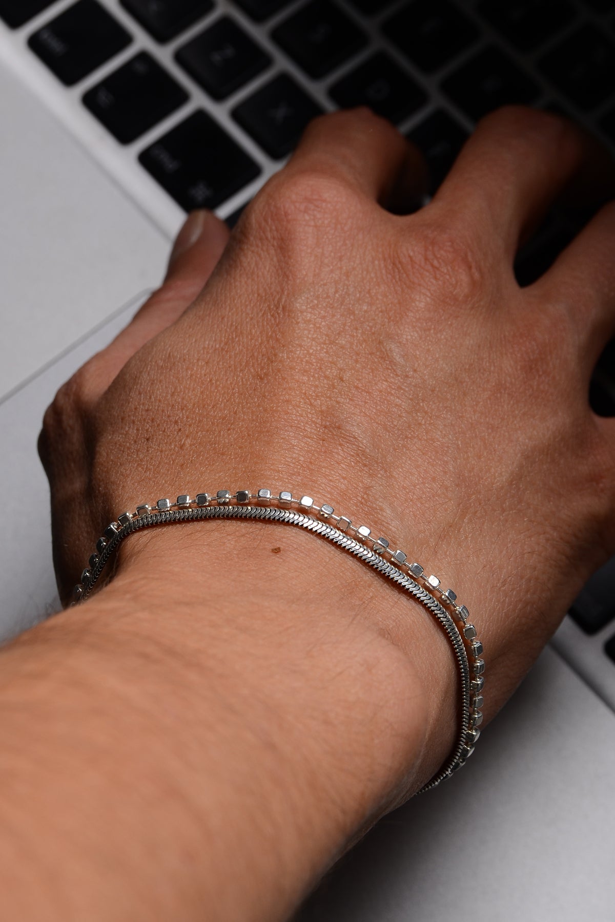 925 Sterling Silver Old Money Italian Cube Bracelet