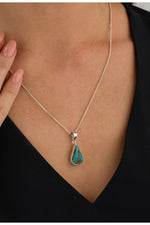 Handmade Silver Necklace with Natural Turquoise Stone