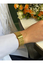 14 K Gold Kaplama 925 Ayar Gümüş El Yapımı Arpa Kelepçe