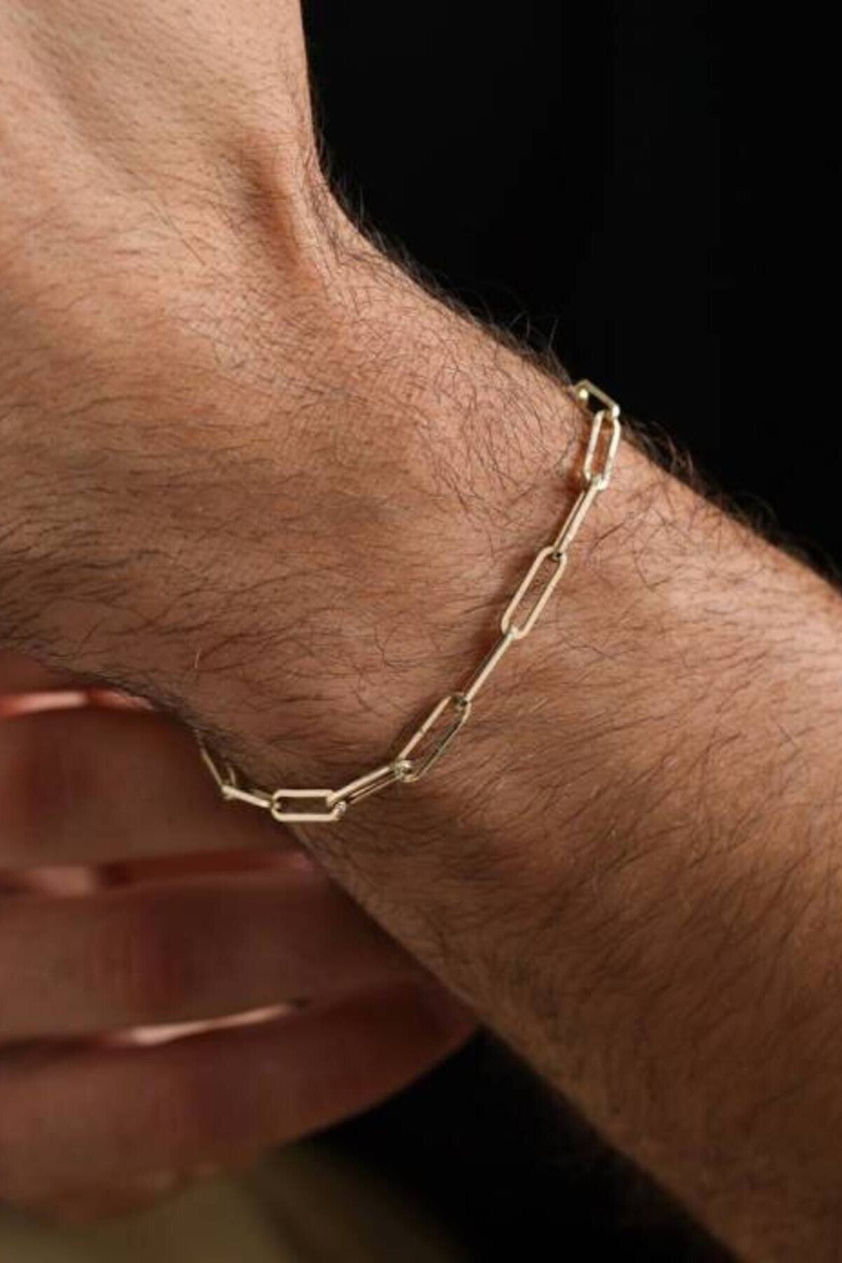 14 K Gold Kaplama 925 Ayar Gümüş Old Money İtalyan Paperclip Bileklik