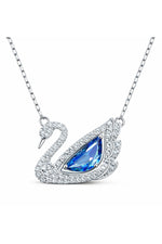 14 K White Gold Kaplama 925 Ayar Gümüş Safir Kuğu Tasarım Kolye