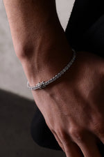14 K White Gold Kaplama 925 Ayar Gümüş İri Tenis Su Yolu Bileklik