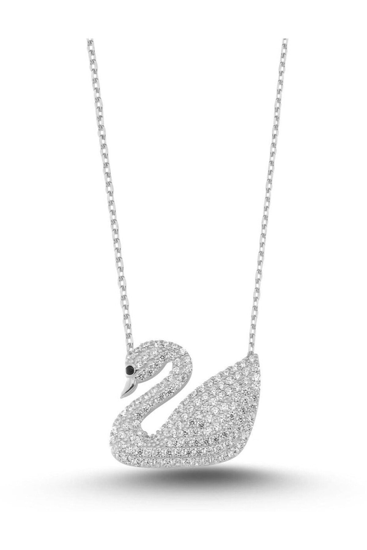 14 K White Gold Kaplama 925 Ayar Gümüş Kuğu Kolye