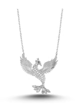 14 K White Gold Kaplama 925 Ayar Gümüş Anka Kuşu Kolye