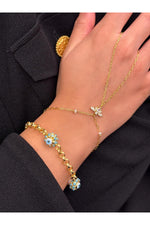 14K Gold Plated 925 Sterling Silver Imported Evil Eye Bracelet