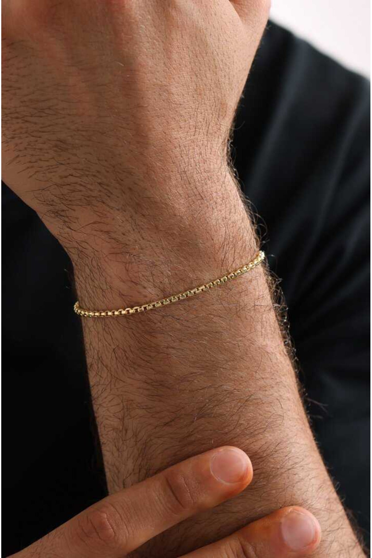 14 K Gold Kaplama 925 Ayar Gümüş Köşeli Dodge Bileklik