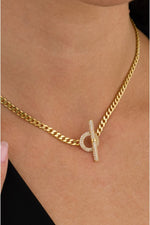 14 K Gold Kaplama 925 Ayar Gümüş Kolye Choker Gurmet T Kilit Kolye