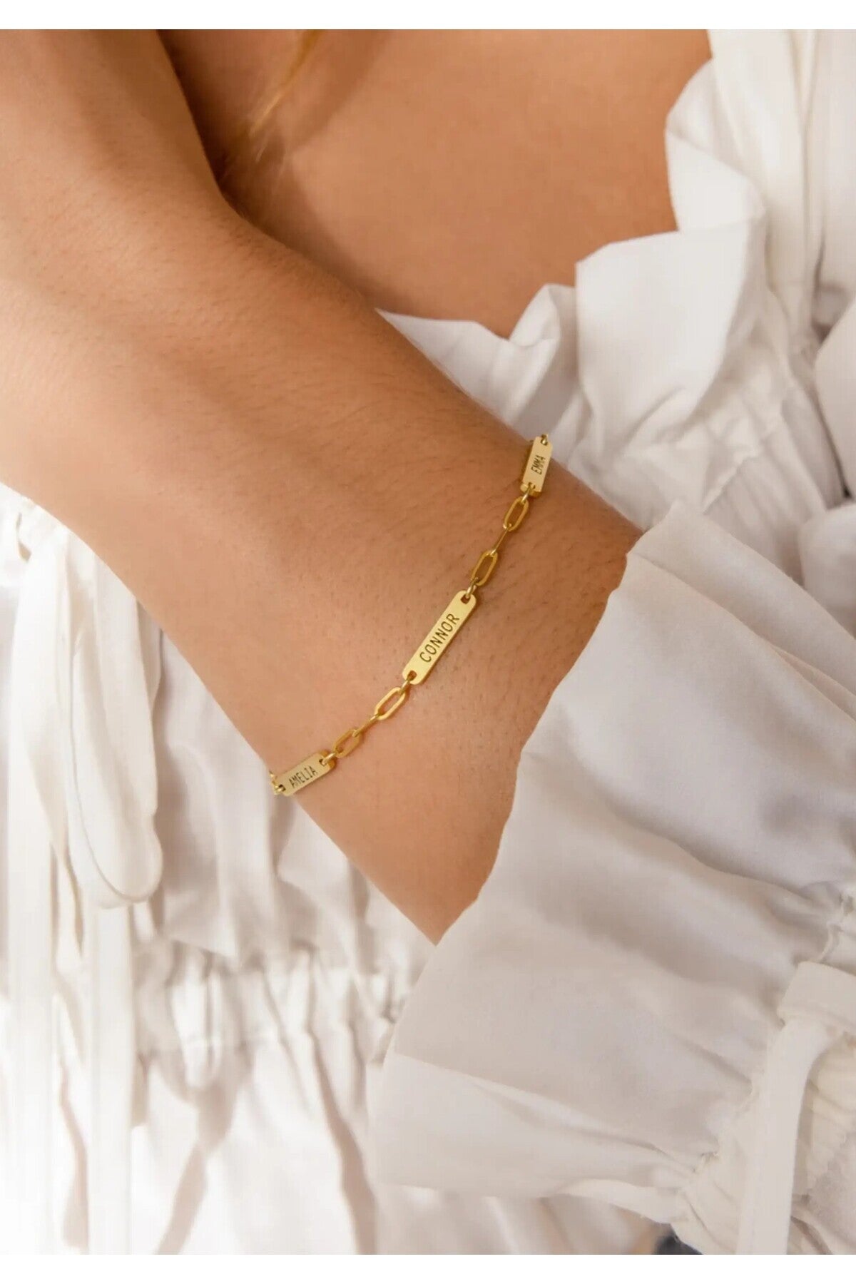 14 K Gold Kaplama 925 Ayar Gümüş İsim Bileklik