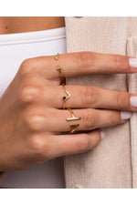 14 K Gold Kaplama 925 Ayar Gümüş T Yüzük