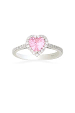 14 K White Gold Kaplama 925 Ayar Gümüş Pembe Kalp Yüzük