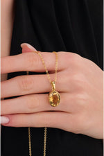 14K Gold Plated 925 Sterling Silver Ultra Clean Faceted Natural Citrine Necklace