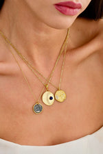 14 K Gold Kaplama 925 Ayar Gümüş Doğal Lapis Lazuli Kolye
