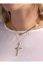 14 K Gold Kaplama 925 Ayar Gümüş Kolye Anka Kuşu Elif Kolye