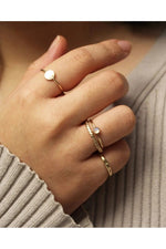 14 K White Gold Kaplama 925 Ayar Gümüş Minimal Harf Yüzük