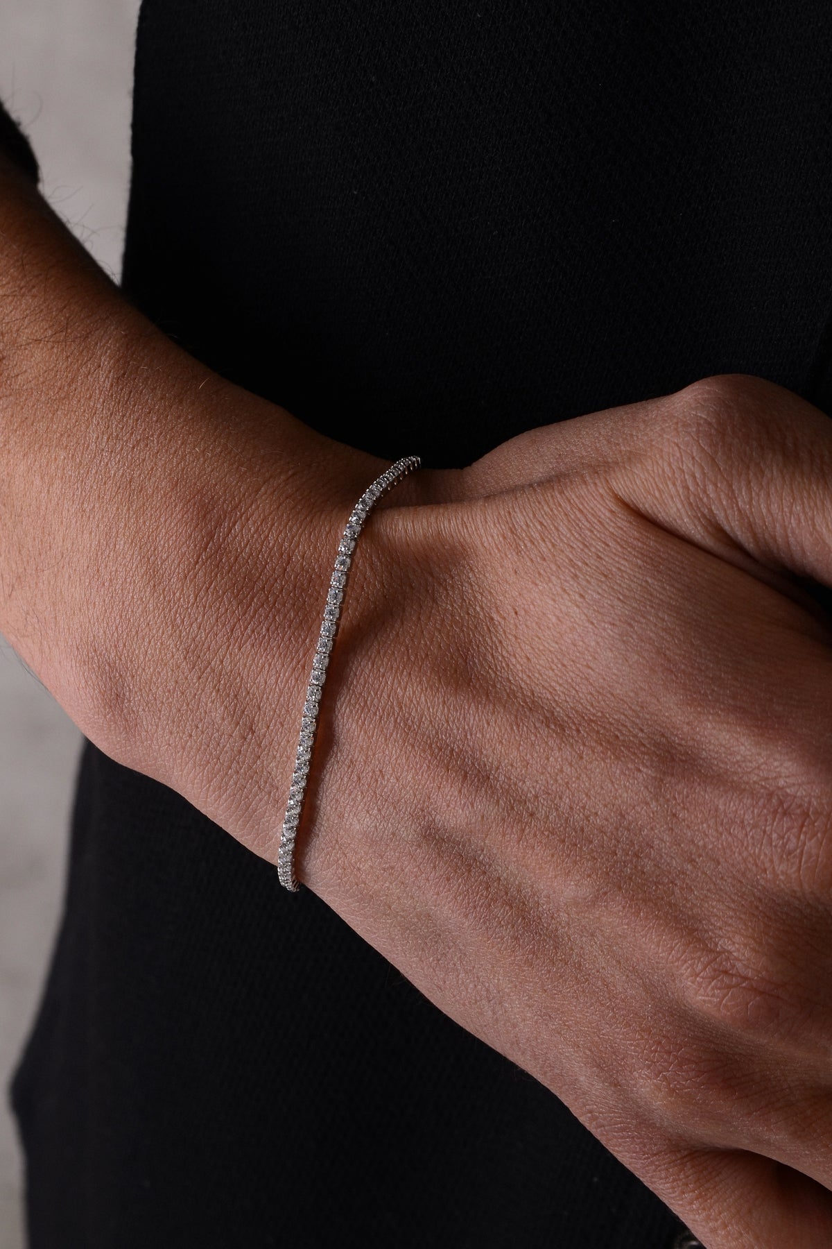 14 K White Gold Kaplama 925 Ayar Gümüş Tenis Su Yolu 2 Mm Bileklik