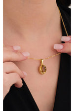 14K Gold Plated 925 Sterling Silver Ultra Clean Faceted Natural Citrine Necklace