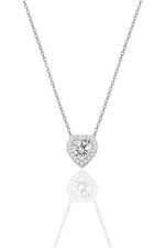 14 K White Gold Kaplama 925 Ayar Gümüş Zircon Kalp Kolye