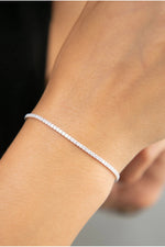 14 K White Gold Kaplama 925 Ayar Gümüş Zarif Su Yolu Bileklik