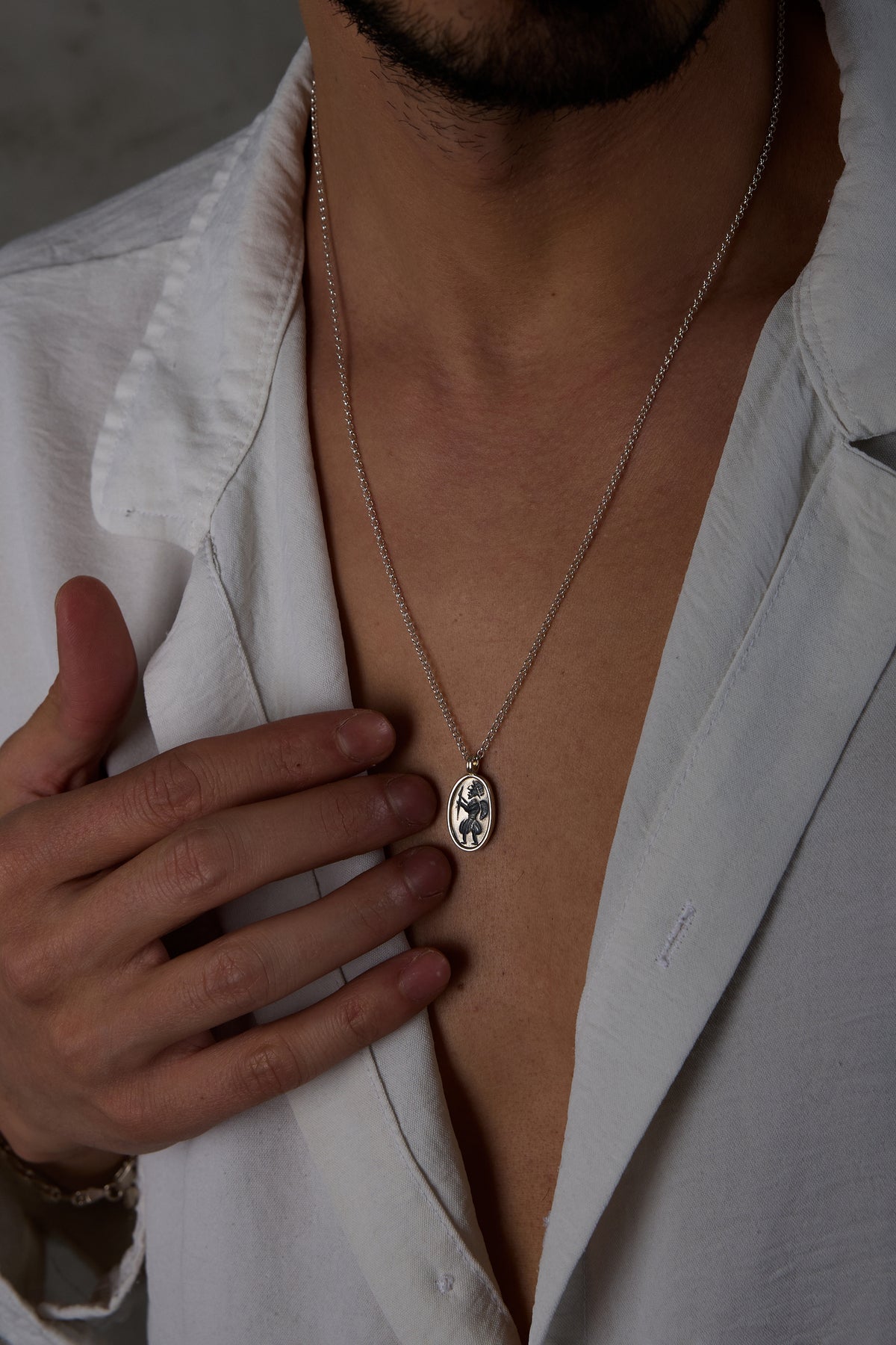 925 Sterling Silver Antique Warrior Dodge Necklace