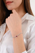 14K White Gold Plated 925 Sterling Silver Waterway Ruby Heart Bracelet