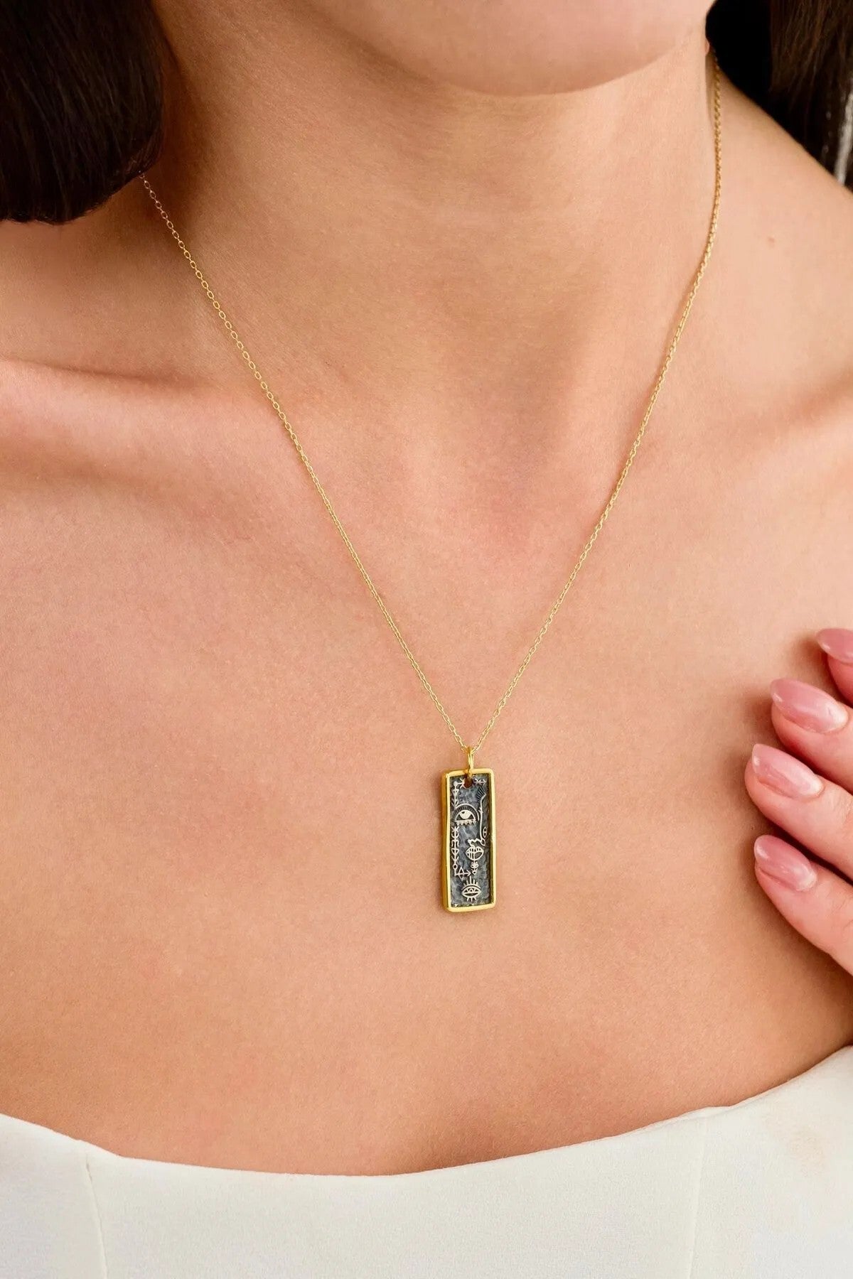 14 K Gold Kaplama 925 Ayar Gümüş Viking Seyahat Sembolleri Kolyesi