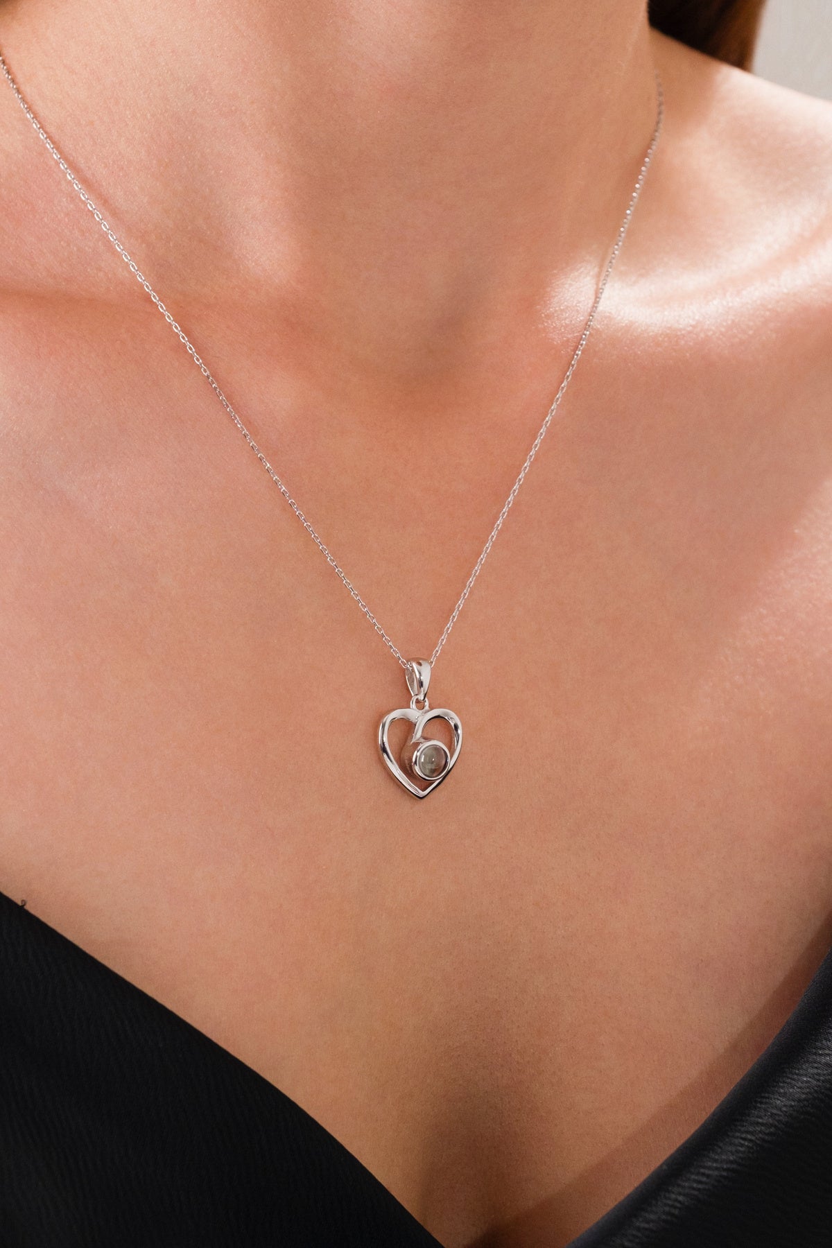14 K White Gold Kaplama 925 Ayar 100 Dilde Seni Seviyorum Mercek Kolye