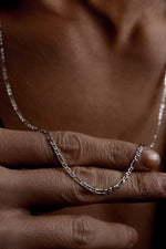 14K White Gold Plated 925 Sterling Silver Old Money Bar Figaro Chain