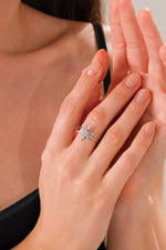 14K White Gold Plated 925 Sterling Silver Snowflake Spinner Ring